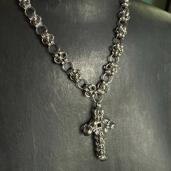 Jewelry - Silver Chainmail Celtic  Cross Necklace cross necklace pendant chainmaille